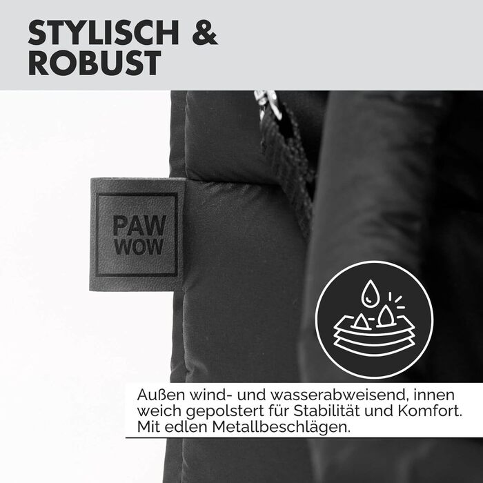 PAW WOW переносна сумка для собак SARA | стильна переноска для маленьких собак | водо- та вітростійка | з підкладкою з тедді, регульований плечовий ремінь, зовнішня кишеня (Чорний)
