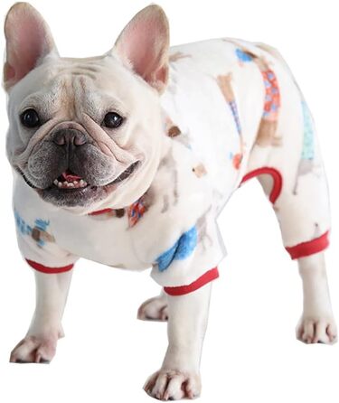 Піжама для собак, теплий флісовий комбінезон, милий костюм для цуценят та маленьких собак (червоний, M)