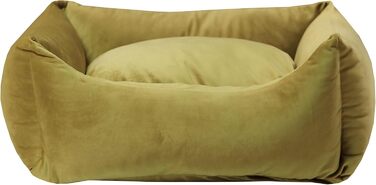 М'яке миється лежанка для собак та котів з блискавкою – Лежанка з тканини велюр – Зручна та легко чиститься – 2 розміри (M, жовтий)