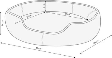 Крісло-лежанка для собак та котів Dehner Lieblinge Sammy, овальне, 57 x 52 x 14 см, поліестер, бежеве