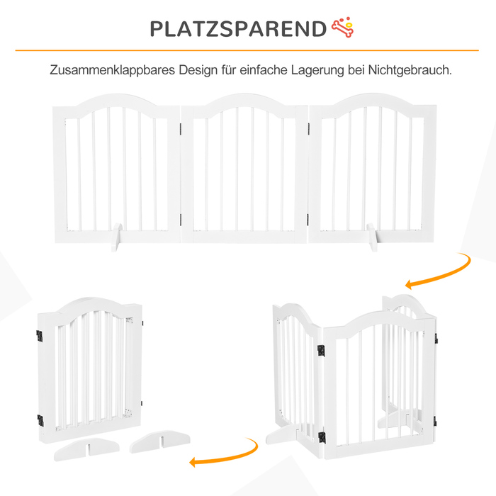 PawHut Dog Barrier Guard Configuration Guard Grid 3-Piece з двома опорними ніжками Стабільний Складний МДФ Білий 154.5x29.5x61 см | Аосом