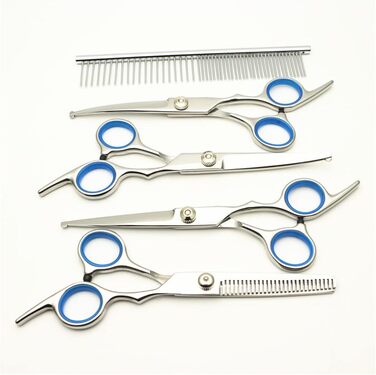 Набір ножиць для грумінгу собак 6 дюймів з безпечними закругленими кінцями, для вирівнювання та стрижки шерсті собак та котів, (5 шт.) з шкіряним чохлом