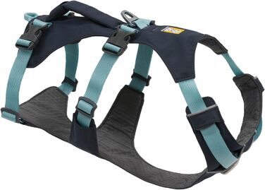 Шлея Ruffwear Flagline для собак з ручкою, легка регульована упряжка, 3 точки кріплення повідка, посилений ремінь і міцне металеве кільце V, сірий Basalt, розмір Large/X-Large