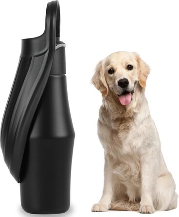 Водяна пляшка для собак на прогулянці - 750 мл, з нержавіючої сталі, подвійні стінки, вакуумна ізоляція, чорна, без витоку