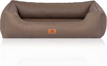 Ортопедичне собаче ліжко Knuffelwuff Lovelock M-L з штучної шкіри, 85 x 63 см. Знімний чохол, легко чистити, для великих, середніх та маленьких собак (Earth, L 105 x B 75 x H 25 см)