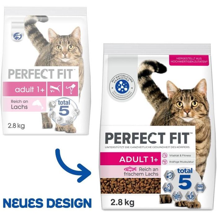 Сухий корм для дорослих котів Perfect Fit Adult 1+ з лососем, 7 кг