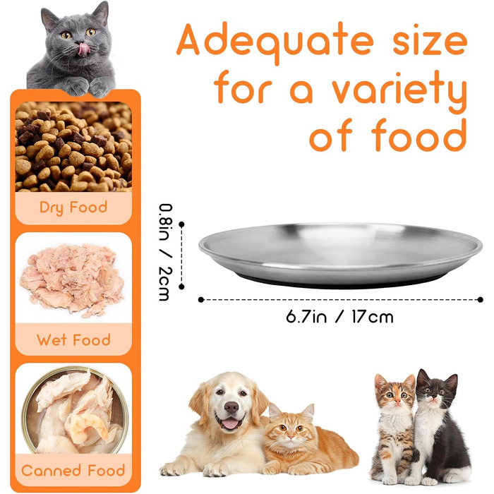 Набори мисок для котів та дрібних тварин Elisabe Katzennapfe (6 шт.) з нержавіючої сталі, 17 см, антиковзний, проти втоми вусів