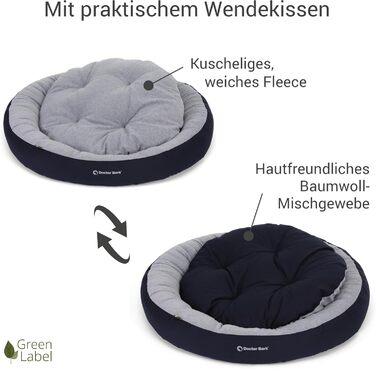 Кігтьовий будиночок для собак середніх порід Doctor Bark, м'яке кругле ліжко, плюшеве гніздо з двостороннім подушкою Fleece/Baumwolle - GreenLabel, колір: кобальт (L - 70x60 см)