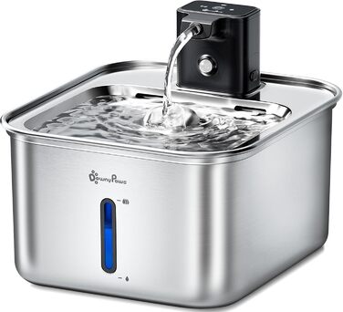 Ка fountain для котів DownyPaws: нержавіюча сталь, бездротовий, з датчиком руху, 3л, тихий, легкий у чищенні