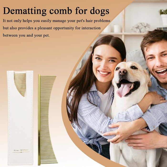 Гребінець для котів Flohkamm - щітка для грумінгу та видалення комах, для довгошерстих порід, щоденний догляд та після купання (золотий)