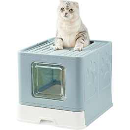 Котячий туалет Suhaco XXL із кришкою та лопаткою, зверху з отвором, 51x38x41 см, зелений