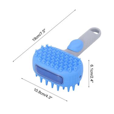 Щітка для миття собак 2-в-1 з дозатором миючого засобу 200мл, масажна щітка з ручкою для короткої та довгої шерсті (Блакитна)