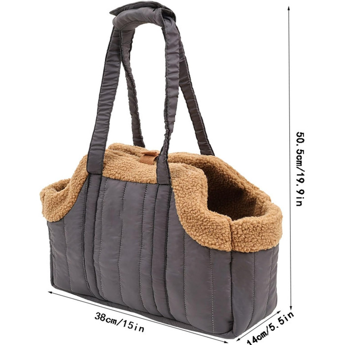 Сумка-переноска для собак і котів, маленьких собак і цуценят, сіра. Зручна, миюча, складна, з безпечним шнуром та широким дном для комфорту.