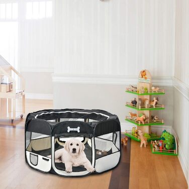 Клітка-забіг для цуценят MC Star Oxford, 8 елементів, 125x125x64 см, чорна