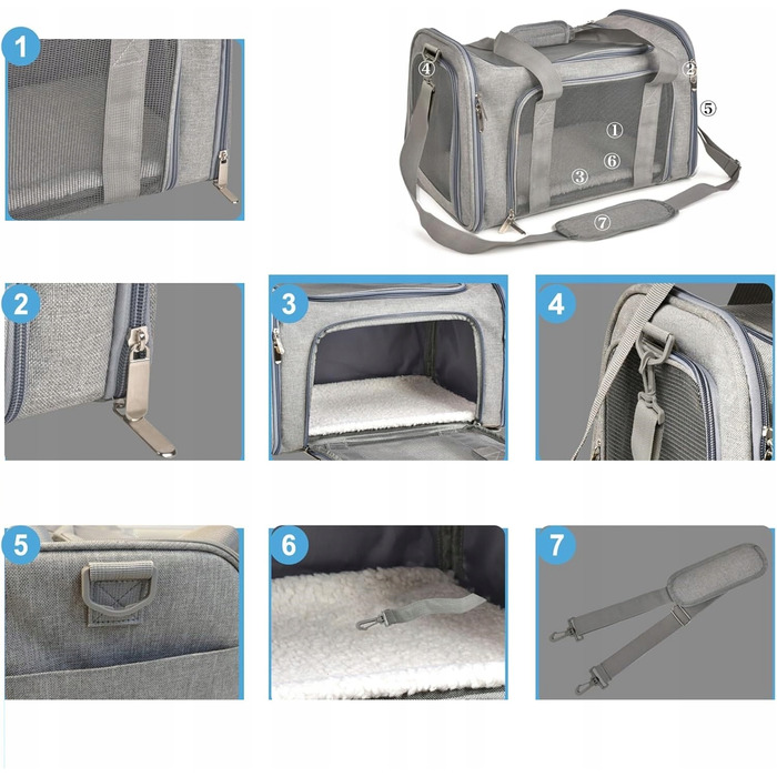 Переноска для котів та собак, сумка з плечовим ременем, 45x30x30 см, розмір M (I218)