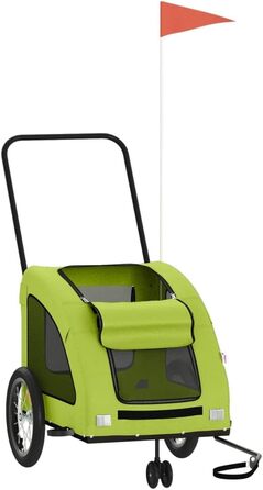 Фургон для собак Fasba: велосипедний причіп для тварин з відбивачами, прапором, зелений, 63,5 x 124,5 x 66 см
