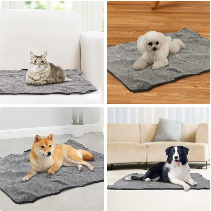 Водонепроникний килимок для собак та котів 100x70 см (Чорний) - М'який, зносостійкий, для подорожей, миється