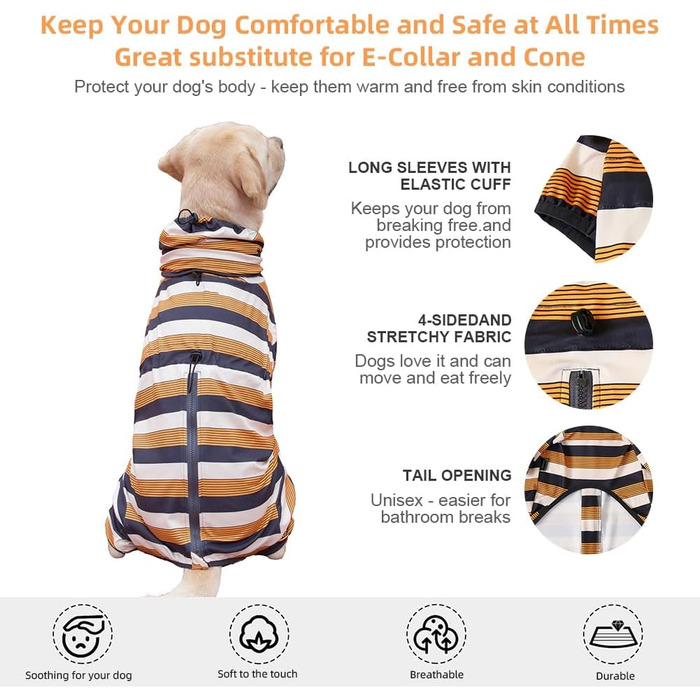 Піжама для собак великих та середніх порід, розтягувана, для дорослих, комбінезон, 3XL, жовто-чорний