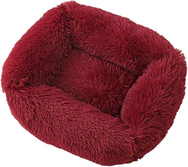 Крісло-ліжко для собак велике, миюче, м'яке, плюшеве, тепле, зручне, для домашніх тварин, прямокутне, м'яке, для глибокого сну, підходить для собак маленьких, середніх та великих порід (M, 66 x 56 x 18 см, Бордовий)