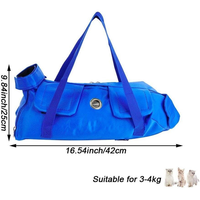 Транспортувальна сумка для собак та котів, дихаюча, з регулюванням, анти-подряпини та захист від укусів, для маленьких та середніх порід, блакитна