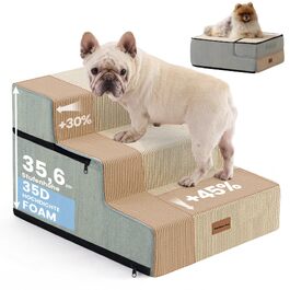 Сходи для собак 2-в-1 Gardner Pet, 3 сходинки, бежевий колір, регульована висота 23/36 см