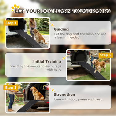 PawHut Pet Ramp Dog Ramp Складний автомобільний пандус, рампа для багажника з алюмінію, нековзний помічник для посадки собак для легкових автомобілів, вантажівок та позашляховиків, до 40 кг, 158 x 43.5 см | Аосом