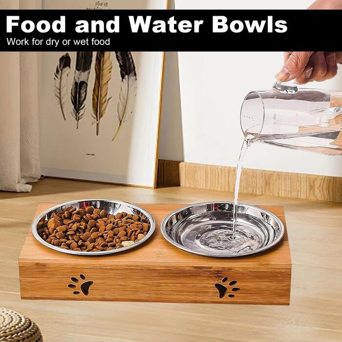 Набір з 2 мисок для котів та собак з нержавіючої сталі, 14 см - миски для корму та води