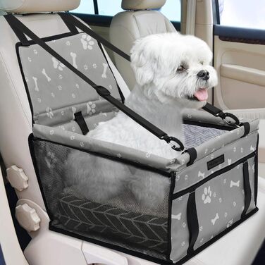 Складане автокрісло для собак PetsHome, водонепроникне, знімна товста підстилка, дихаюча оксфордська сумка для подорожей, для малих і середніх собак, цуценят і домашніх тварин, сірий колір
