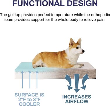 Ортопедичне лежанка для собак з гелевим шаром, водонепроникна, велика та маленька, знімний чохол, кушетка для собак (бежева, L)