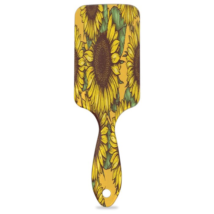 Щітка для волосся з акварельним малюнком собак, нейлонові щетинки для густого, кучерявого, тонкого, довгого, короткого, мокрого або сухого волосся, надає блиск та є безпечною для волосся, (акварельний колір соняшника)