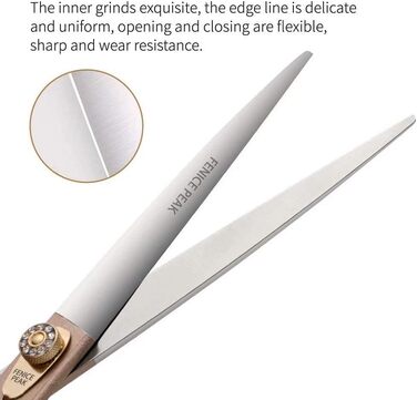 Професійна ножиця для вичісування собак та котів Fenice Peak, 1.2 см, з нержавіючої сталі 440C, 50/56 зубців, 7.5 дюймів