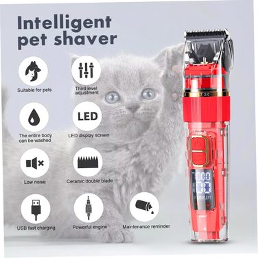 Набір для стрижки тварин Toyvian: бездротовий тример, тихий, миється, з акумулятором та індикатором заряду (для собак та котів)