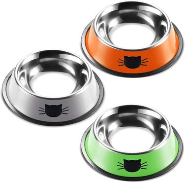 Набір мисок для котів Katzennäpfe: 4 шт. з нержавіючої сталі, протиковзкі, для води та корму, підходить для котів та цуценят