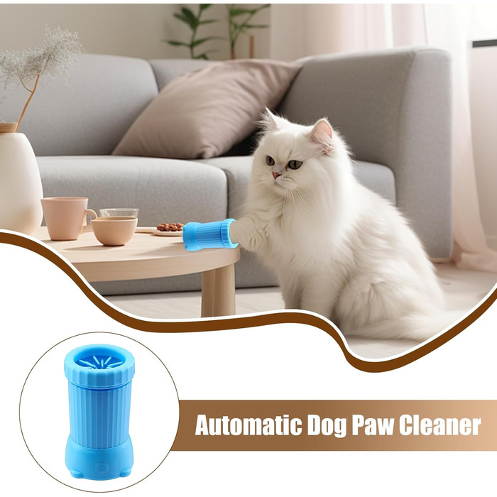 Автоматичний очищувач лап для собак з USB-зарядкою: розумний пристрій для собак середніх та великих порід, цуценят та кошенят, для дому (зелений/блакитний)