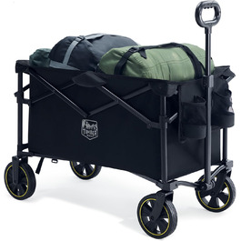 Возик вантажний складний Timber Ridge 200л з тримачем для напоїв, для саду, відпочинку, кемпінгу, чорний
