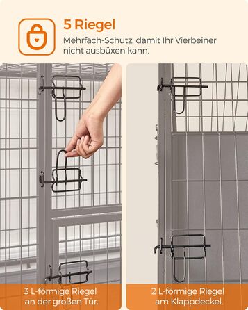 Клітка для тварин Feandrea, міцна, переносна, 107 x 70 x 75 см, для великих тварин, з 2 дверцятами, XL, чорна