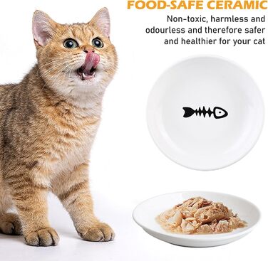 Набір мисок для котів з кераміки, 6 шт. - миски для корму та води (15x2,6 см)