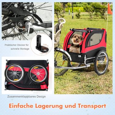 Фаркоп для велосипеда Costway для собак до 40 кг, червоний