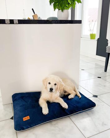 Водонепроникна подушка для собак та котів. Зручне ліжко з матеріалу, безпечне для тварин. Розмір 80x50 см, колір морський.