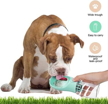 Портативна пляшка для води для собак AS Pets, 550 мл, годівниця для тварин, вилка для води, підходить для прогулянок, антибактеріальна, не протікає, синій колір