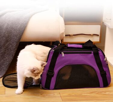 Транспортна переноска для котів та собак, дихаюча багатофункціональна сумка для подорожей, прогулянок, походів та активного відпочинку (пурпурова)