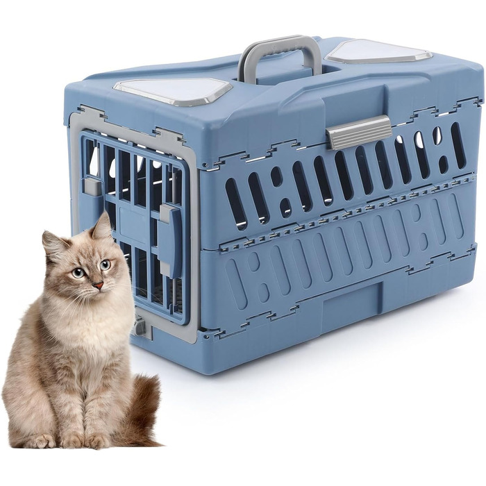 Транспортна переноска для котів та собак | Складана переноска-клітка з ручкою | Для кошенят, цуценят, подорожей літаком, авто та кемпінгу