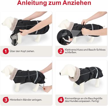 Водонепроникний зимовий одяг для собак, теплий флісовий одяг для великих собак, з регульованими плечовими ременями та світловідбиваючими смугами, підходить для лабрадорів, чорний, XL