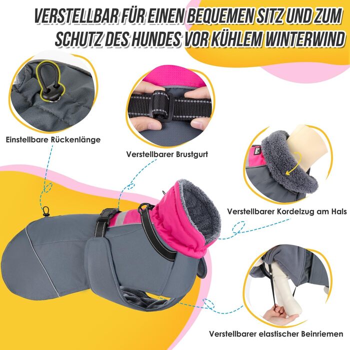 Зимовий теплий водонепроникний теплий зимовий одяг для собак великих порід, з флісовою підкладкою та нашийником, захист від вітру, зелений, XXXL, для собак з обхватом грудей 60-70 см