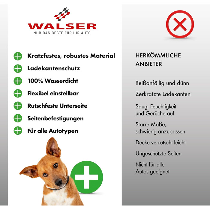 Захист для багажника WALSER Cäsar: килимок з боковим захистом, універсальний, для собак, чорний