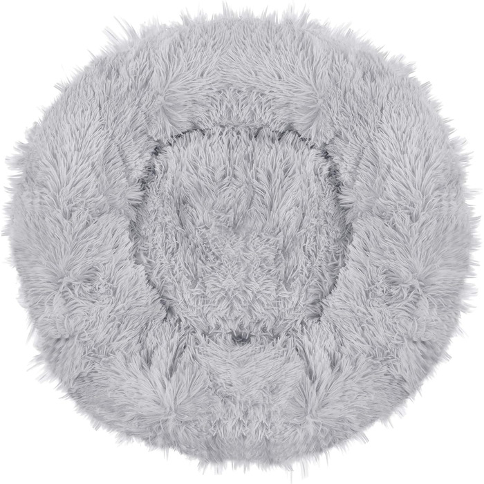 Кругле ліжко для собак Springos з штучного хутра, 90 см, сірий колір - комфортний та затишний лежак з антиковзною основою