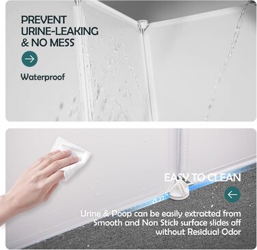 MEEXPAWS Великий туалет для котів зі знімним бортиком, 71x55x45 см, легке чищення, білий