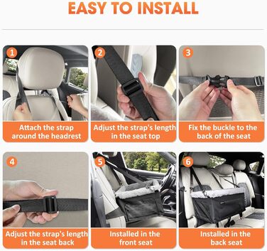 Підвищення для собак JOEJOY Deluxe: стабільний металевий каркас, безпечний поводок, для тварин до 9 кг. Зручний автокрісло з килимком та кишенями для дрібних речей