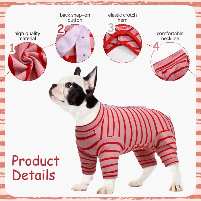 Піжама для собак після операції Kuoser, для собак малих та середніх порід (XL, червоний)