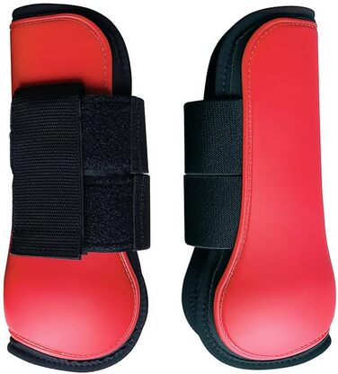 Гетри для коней Merauno® 4 шт. Комплект гетрів для передніх та задніх ніг, захист від ударів, застібка на пряжку, для жінок та чоловіків, міцний PU, захист сухожиль, класичні (будівельні), червоний (S)